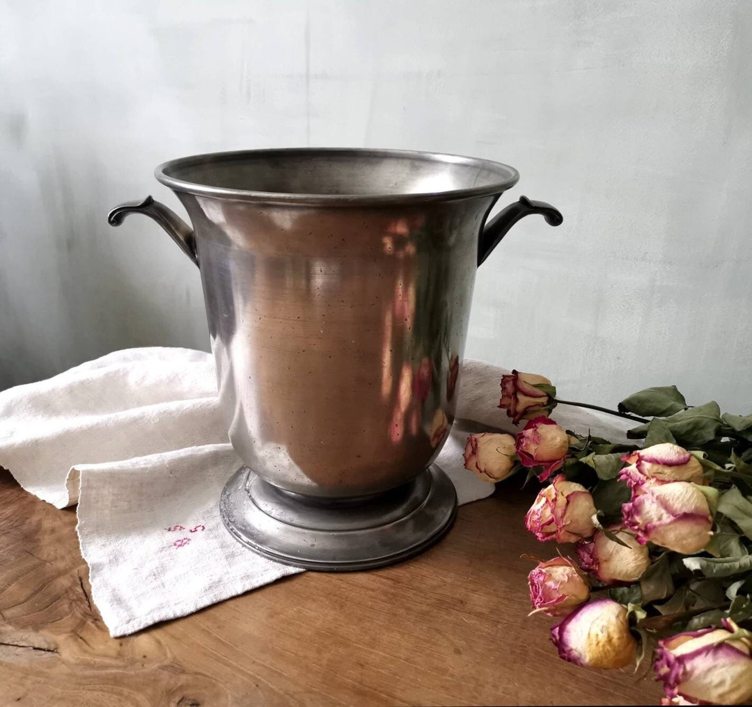 Vintage French Pewter Champagne Bucket Wine Cooler Ice Etsy