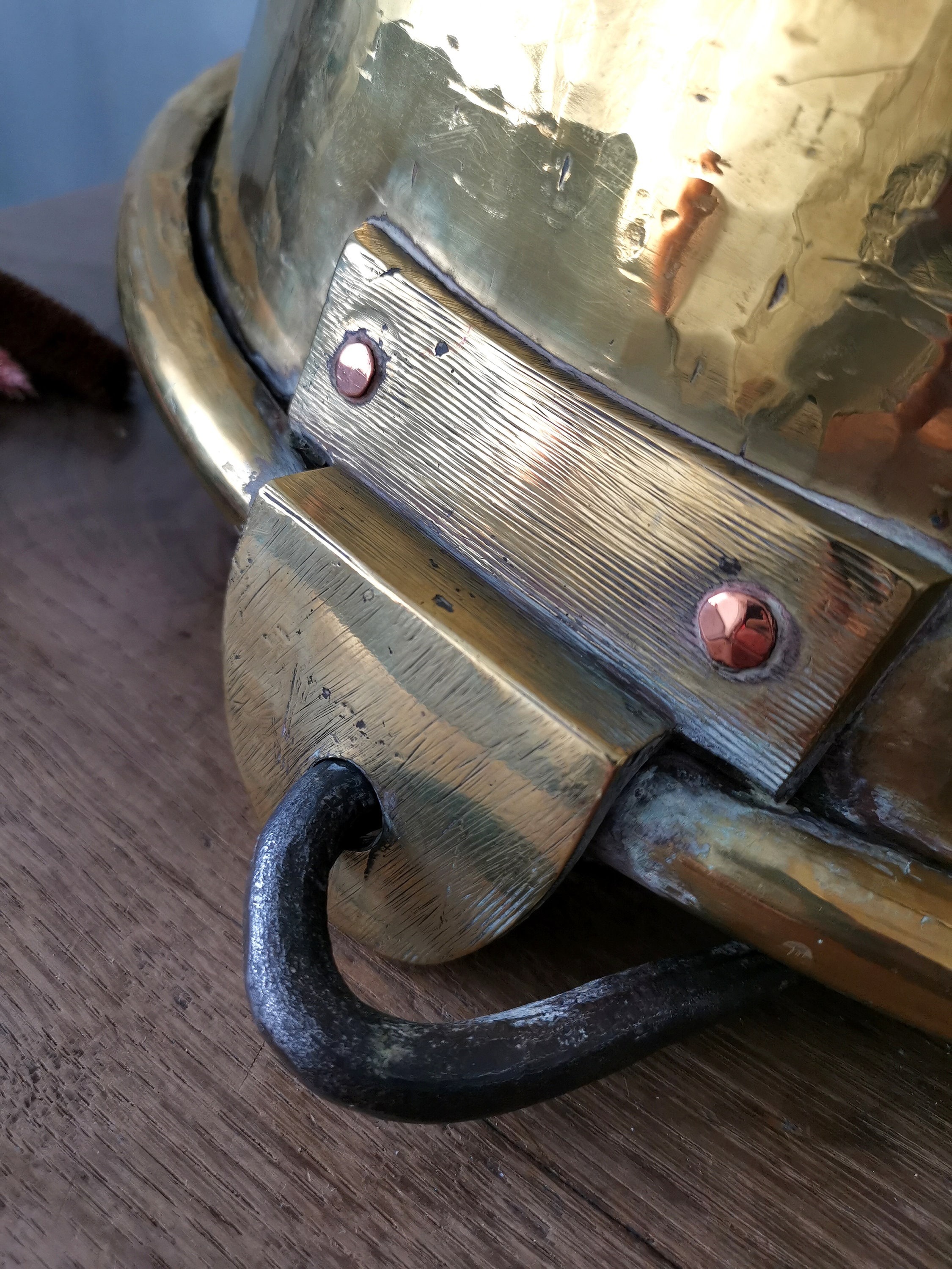 Antique French Brass Cauldron, Hand Hammered, Wrought Iron Handle ...