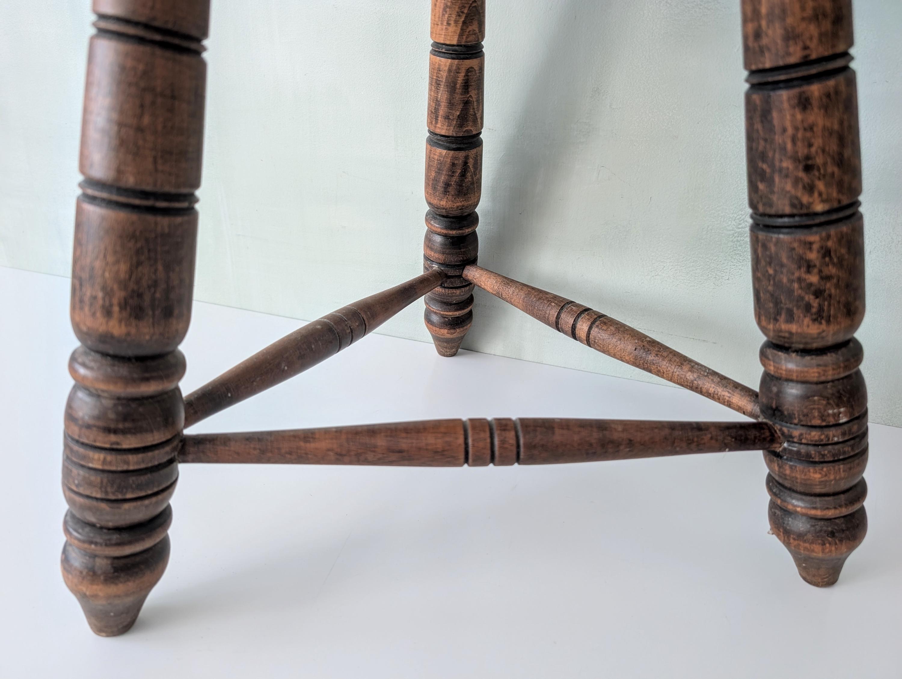 Antique French Milking Stool Chair / Rustic Wooden Three Legged ...