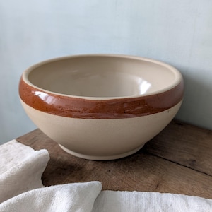 Vintage French Stoneware Rustic Mixing Bowl stamped DIGOIN