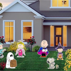 Peanuts Halloween Yard Art set 6 / Welcome Great Pumpkin Yard Sign / Linus and Sally Brown / Peanuts Yard Sign / Charlie Brown Sign / Linus