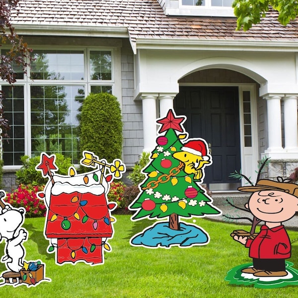 Peanuts Christmas Yard Art Etsy