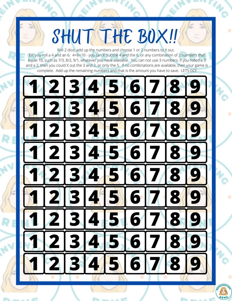 Shut the Box Savings Challenge Etsy