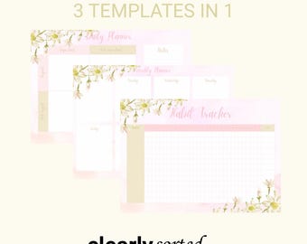 Bundel met 3-in-1 productiviteitsplanner| Dagplanner+wekelijkse planner+gewoontetracker| Digitaal en afdrukbaar