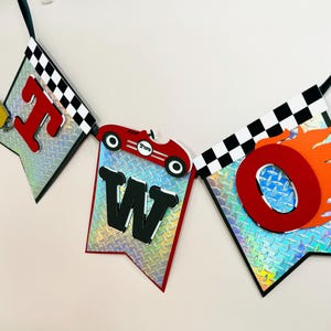Vintage Car, Race car birthday banner, One Fast, Two Fast, Race Car
