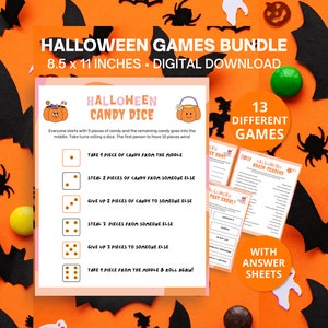 Pacote de jogos de Halloween, atividades de jogos de festa para impressão de Halloween para adolescentes, adultos e idosos, 13 jogos divertidos de Halloween para o Halloween