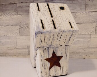 Farmhouse Knife Block Refurbished Country Knife Storage Block