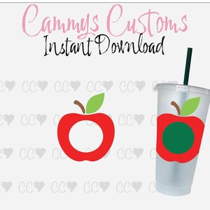 Cold Cup Apple SVG Ring | Teacher SVG | Instant Download | Back to School 24oz Cup | Cold Cup Logo Ring | Perfect Teacher Gift
