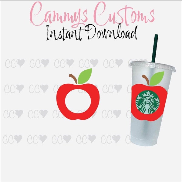 Starbucks Apple SVG Ring | Teacher SVG | Instant Download | Back to School Starbucks Cup | Starbucks Logo Ring | Perfect Teacher Gift