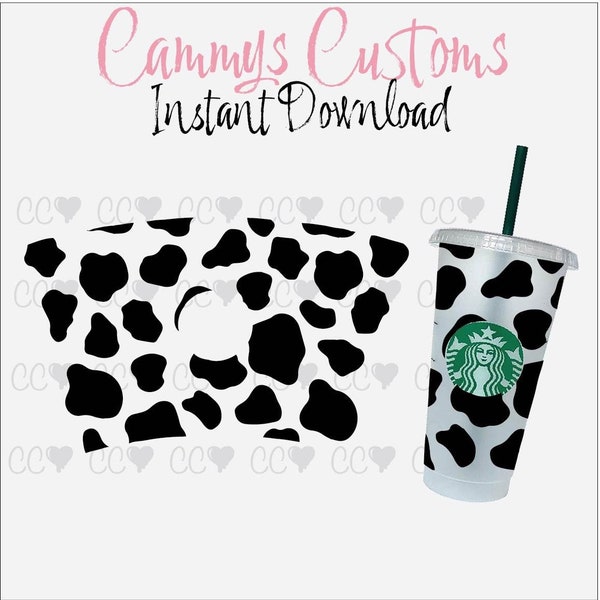 Starbucks Cow Print SVG | Cold Cup Cow Print full wrap | Instant Download | Animal Print Starbucks Cup | Animal Print SVG