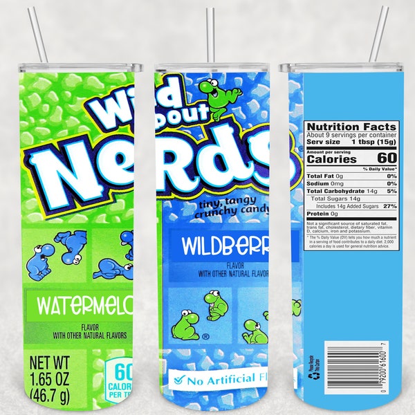 Nerds Candy Inspired Sublimation Tumbler Design File Blue & Green Candies for Kids Digital Download ONLY Drink Cups Wrap Funny Joke Gag Gift