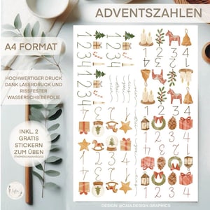 Waterslide decals | Candle tattoos | Advent numbers | DIN A4 |