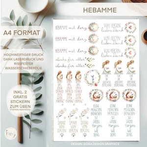 Waterslide film | Candle tattoos | DIN A4 | Midwife