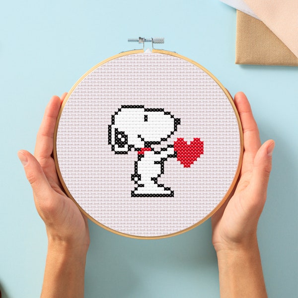 Snoopy Cross Stitch Pattern for Beginners. Easy Cross Stitch Pattern