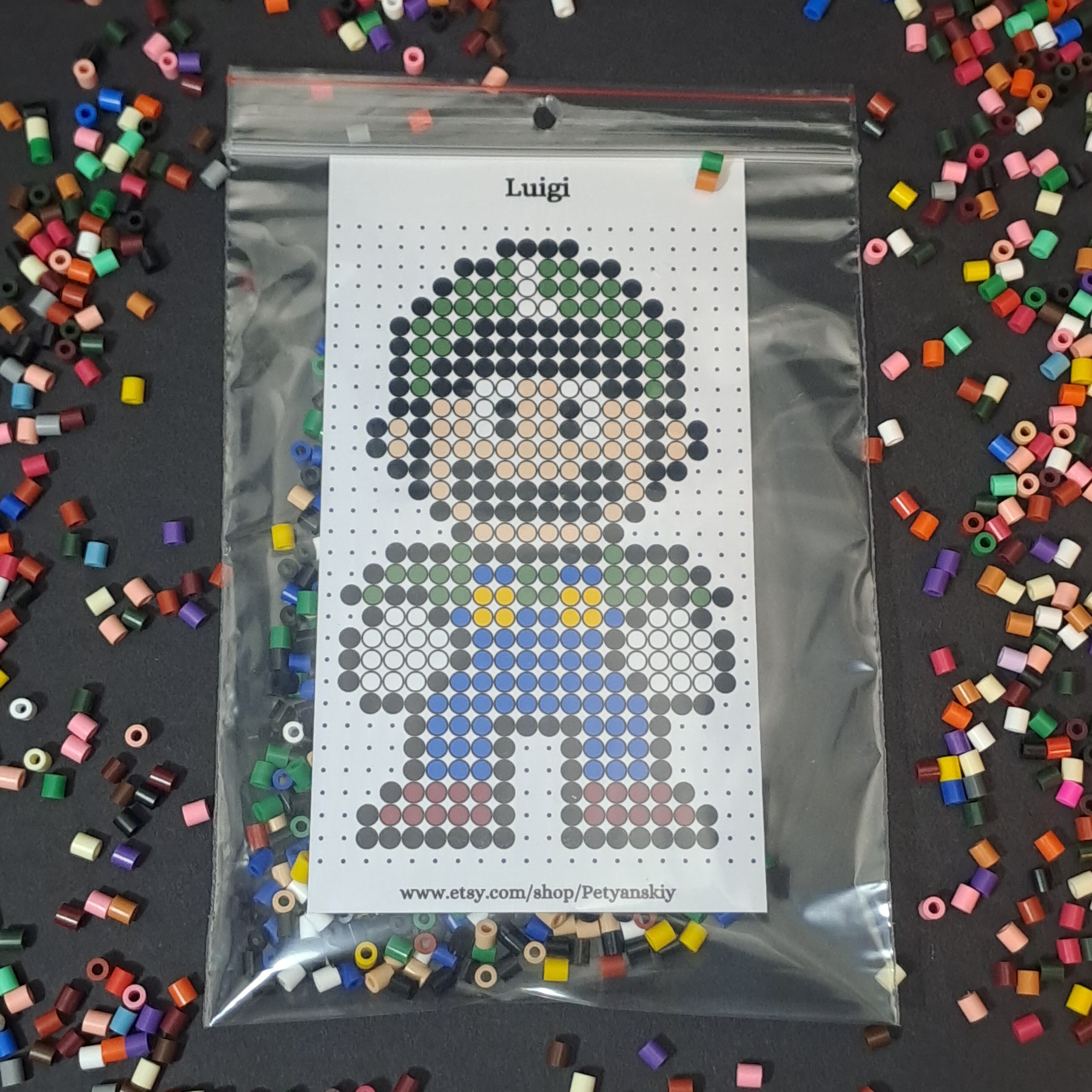 Luigi Marios Brother Perler Beads Kit DIY Pixel Art Hama Beads Fuse