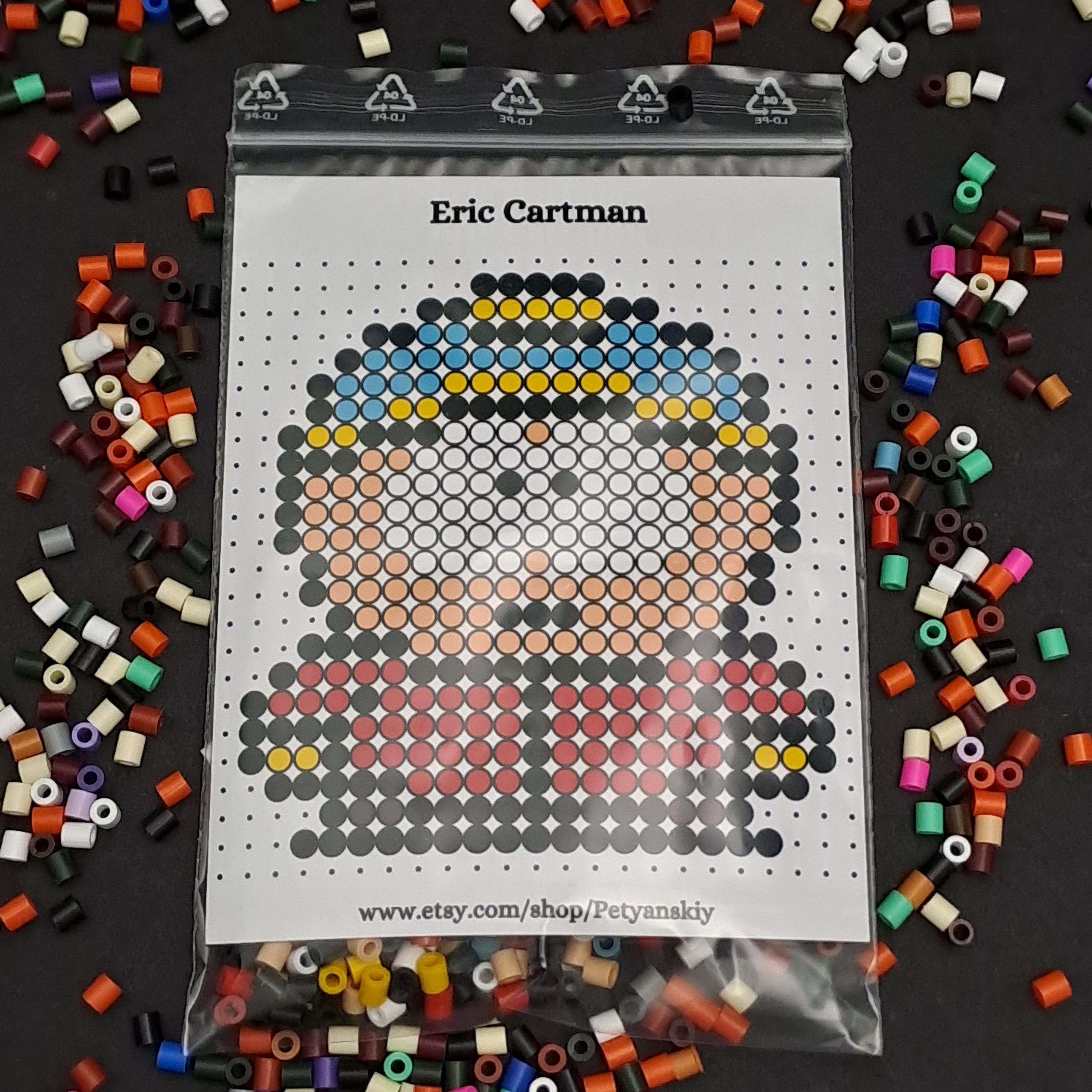 South Park Perler Beads Kit DIY. Eric Cartman. Pixel Art Hama Beads