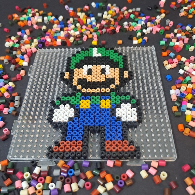 Luigi Mario Bros Perler Beads Pattern. Template Pixel Art Hama Beads