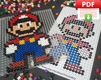 Mario Perler Beads Pattern. Template Pixel Art Hama Beads Fuse Beads Iron Beads 8bit Super Mario Bros