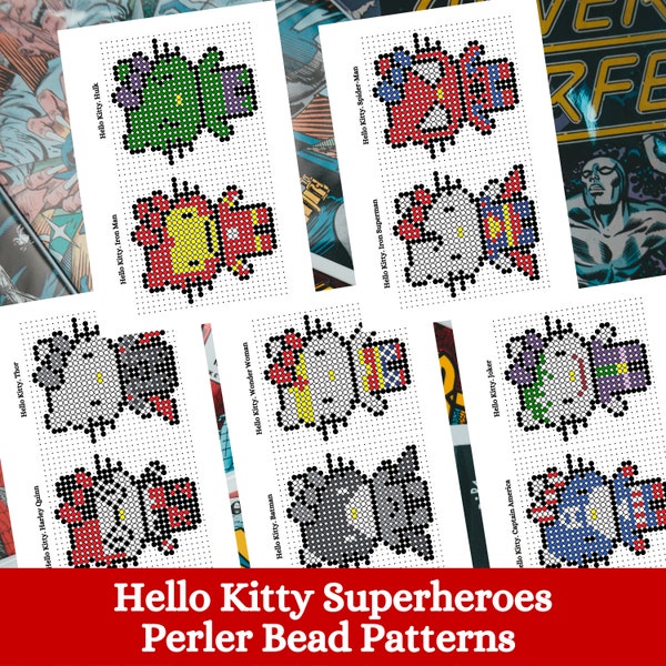 Funny Cats Superheroes Perler Bead Patterns