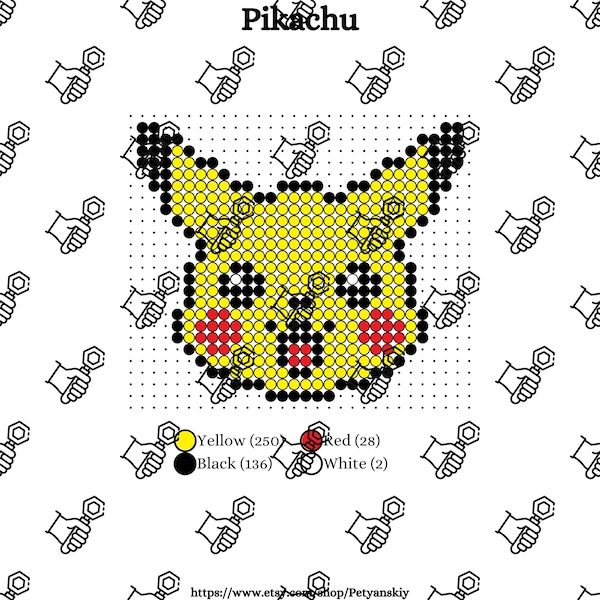 Pikachu Perler Etsy