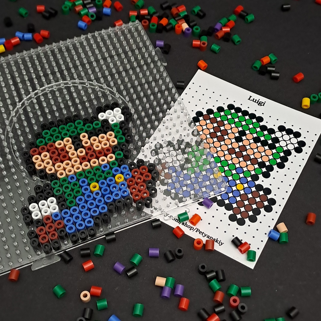 Luigi Marios Brother Perler Beads DIY Kit Etsy Luigi Marios Brother Perler Beads DIY Kit Etsy