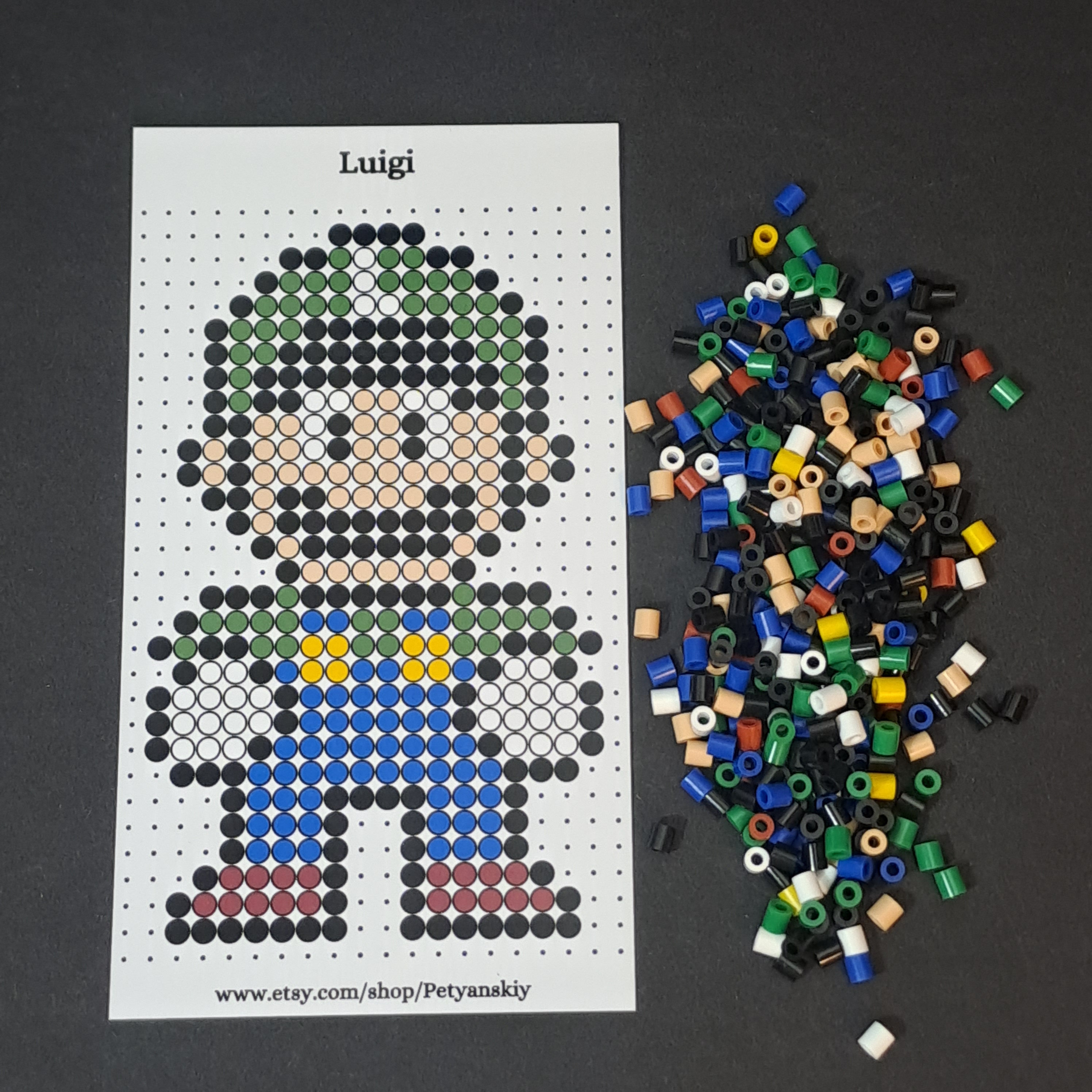 Luigi Marios Brother Perler Beads Kit DIY Pixel Art Hama Beads Fuse
