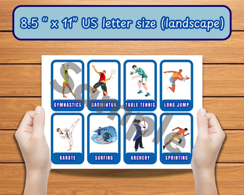 Sports Flashcards for Kids Printable | Preschool Learning Cards ...