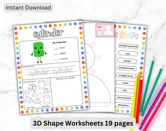 3D Shape Worksheet Activity: Toddler Learning Curriculum (Digital Download)