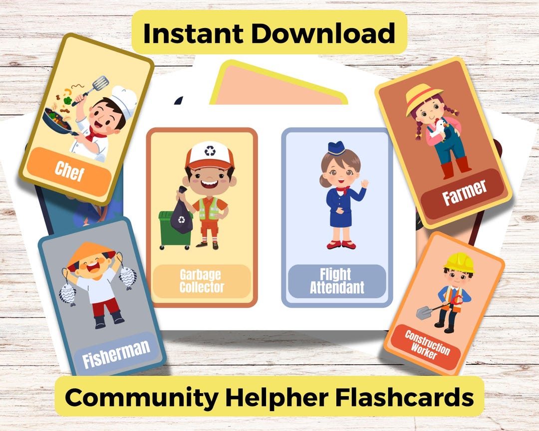 Community Helpers Flashcards for Kids | Printable Learning Cards for ...