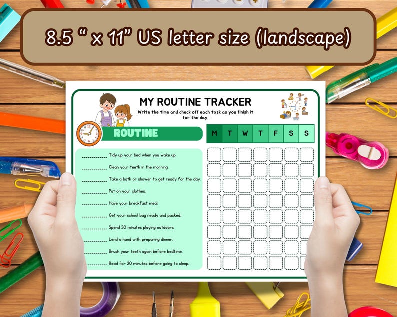 Kids Daily Routine Chart | Printable Routine Tracker for Children ...