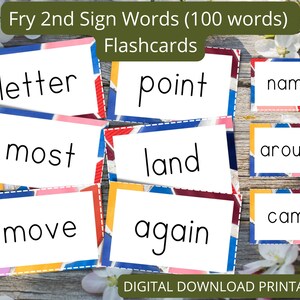 100 Fry&#39;s Sight Word Flashcards Digital Download | Kindergarten Sight Word Flashcards | Flashcard Set | High Frequency Words | Trick Words