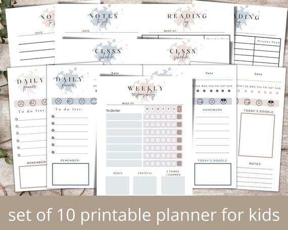 Printable Planners for Kids for Homeschool and School. Keeping - Etsy