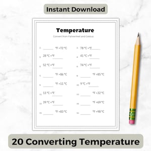 Converting Temperature Worksheets | Fahrenheit and Celsius Worksheets | Celsius and Fahrenheit Temperature Practice Worksheet