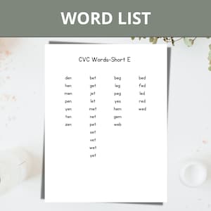 Short E CVC Words Worksheets: Kindergarten Printable (15 Pages) - Etsy