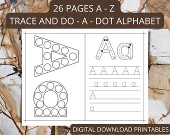 Folhas de atividades do alfabeto pré-escolar: sons das letras, rastreamento de A a Z (download digital)