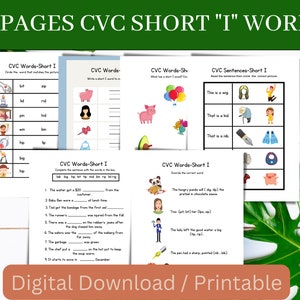 15 pages of Short &quot;i&quot; CVC words Worksheets for Kindergarten | CVC Words: Short I Worksheets  | Printable Worksheets | Homeschool Worksheets