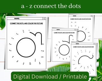 Preschool Alphabet Worksheets: Letter Sounds, Connect the Dots (Digital Download)
