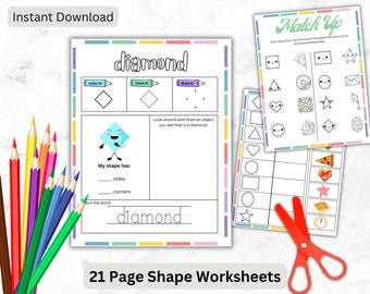 Shape Activity Learning: Preschool Worksheets for Toddlers (Digital Download)