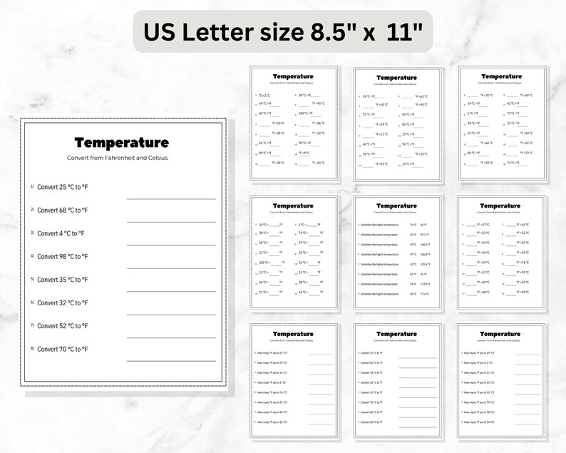 Converting Temperature Worksheets | Fahrenheit and Celsius Worksheets ...