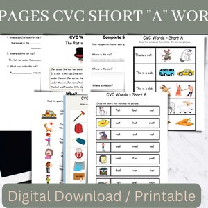15 pages of Short "A" CVC words Worksheets for Kindergarten | CVC Words: Short I Worksheets  | Printable Worksheets | Homeschool Worksheets