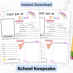 School Memory Box Keepsake For Kids | First and Last Day Printable | Interview Back To School Questionnaire | School Year Milestone Keepsake
