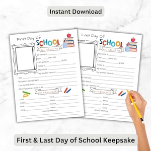 First and Last Day of School Printable, Back to School Questionnaire, School Interview, Kids Keepsake, School Keepsake, Kid's Memory Journal