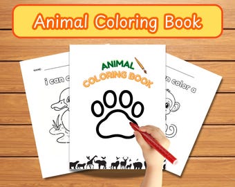 Libro para colorear de animales para niños / Páginas para colorear de animales imprimibles / Actividad divertida para niños / Hojas para colorear para preescolar y jardín de infantes