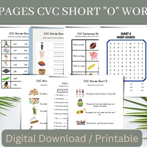 15 pages of Short &quot;o&quot; CVC words Worksheets for Kindergarten | CVC Words: Short I Worksheets  | Printable Worksheets | Homeschool Worksheets