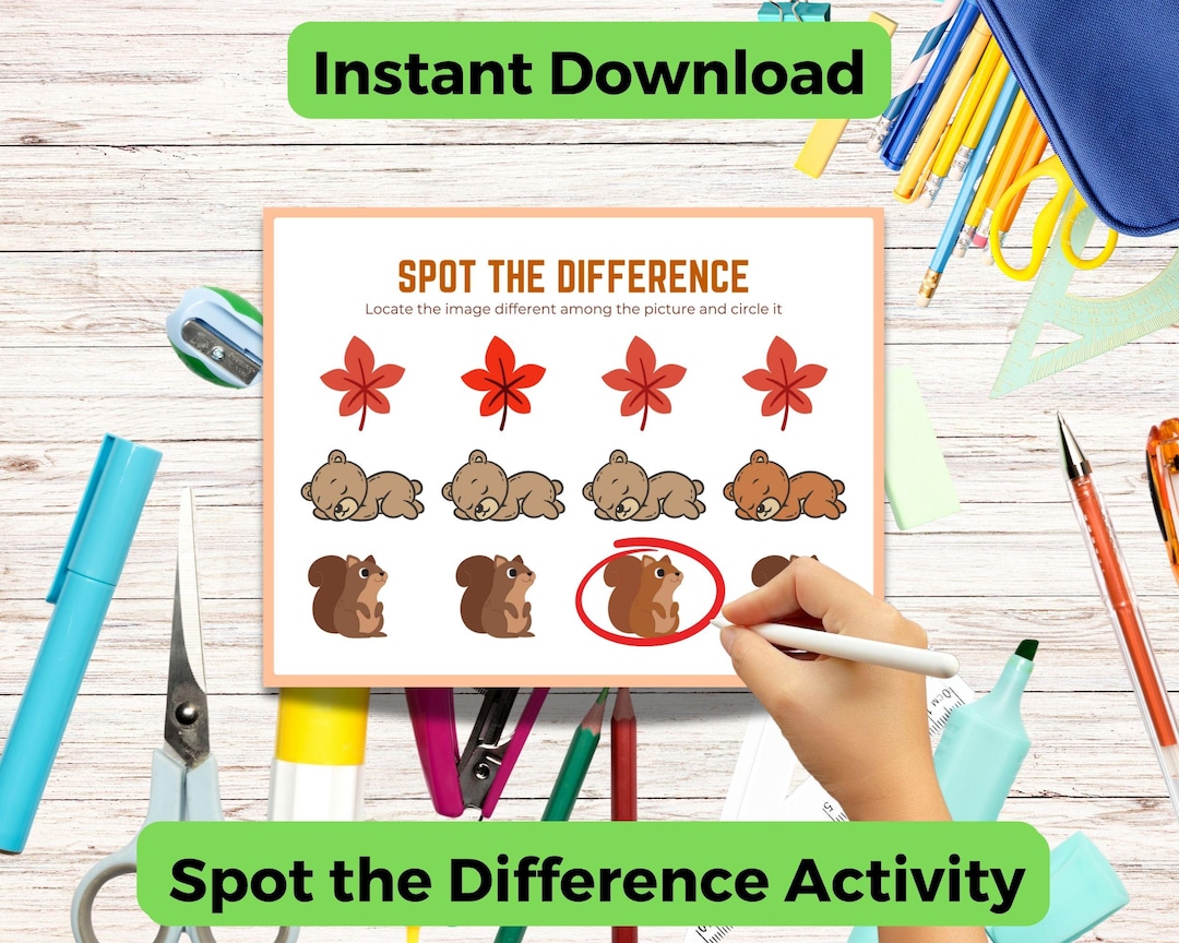 Autumn Spot the Difference Activity for Kids – Fun Fall Printable Game ...