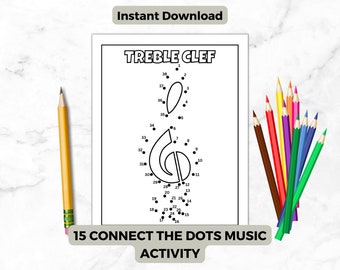 Music Symbols Connect the Dots Worksheets Activity | Identify Music Note Activity | Music Activity | Learn Music Basic | Digital Download