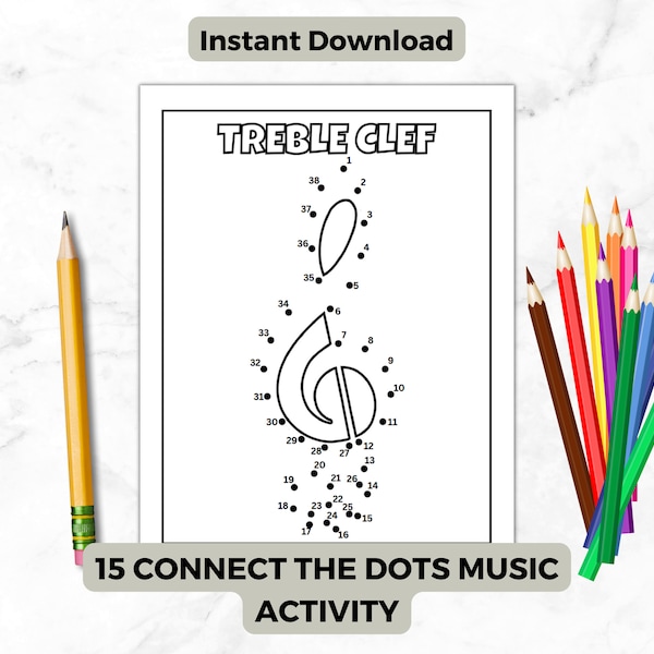 Music Symbols Connect the Dots Worksheets Activity | Identify Music Note Activity | Music Activity | Learn Music Basic | Digital Download