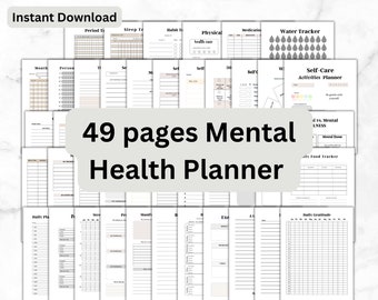Psychische Gesundheit Planer | Täglicher Mental Health Tracker | 49 Seiten Self Care Planner | Angst Tracker Planer | Stress Tracker | Checkliste