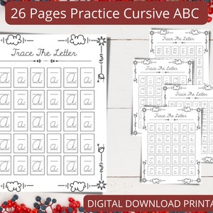 Practice Writing Cursive Alphabet Letter Worksheet | Cursive Handwriting Worksheet | Cursive Writing Practice | Cursive Handwriting Workbook