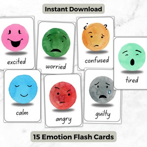 Emotion Flashcards | Feelings Flash Cards | Printable Homeschool | Montessori Materials | Emotions Chart | Pre school | Classroom labels